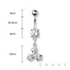 TRIPLE PRONG STAR 316L SURGICAL STEEL NAVEL RING